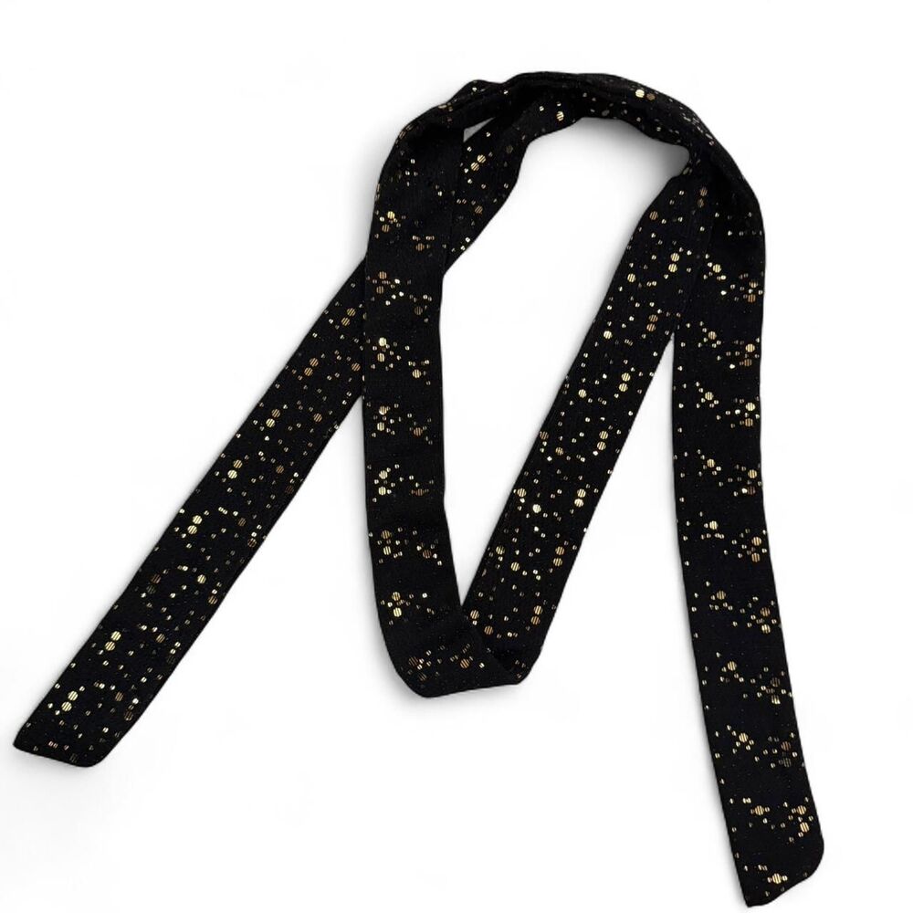 Y2K Mcbling thin Black & gold textured sequined polka dot scarf
